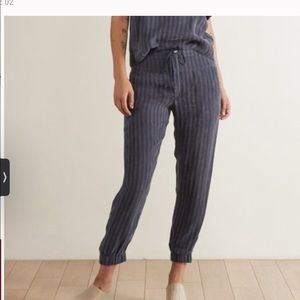 Sonia blue striped drawstring jogger pants by the Odell’s Anthropologie Small